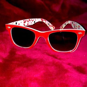 Red framed sunglasses